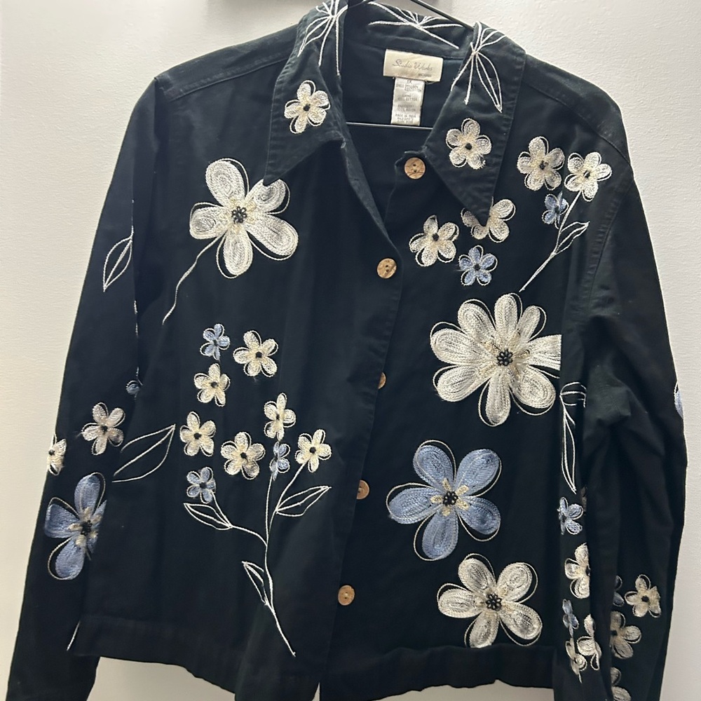 Studio Works Black and White Floral embroidered Jacket